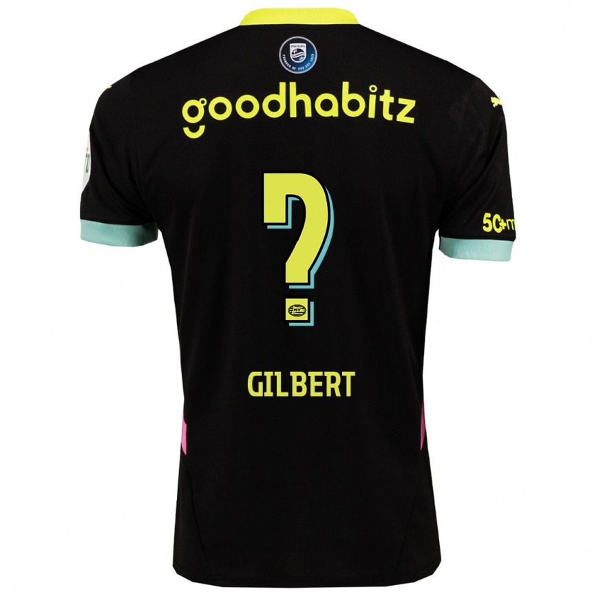 Kids Football Dantaye Gilbert #0 Black Yellow Away Jersey 2024/25 T-Shirt