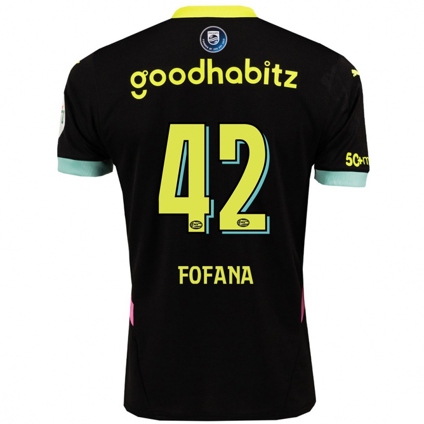 Kids Football Fode Fofana #42 Black Yellow Away Jersey 2024/25 T-Shirt