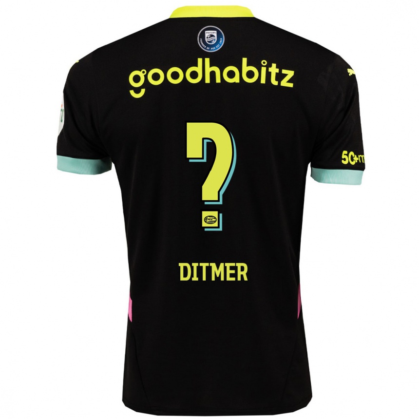 Kids Football Sébas Ditmer #0 Black Yellow Away Jersey 2024/25 T-Shirt