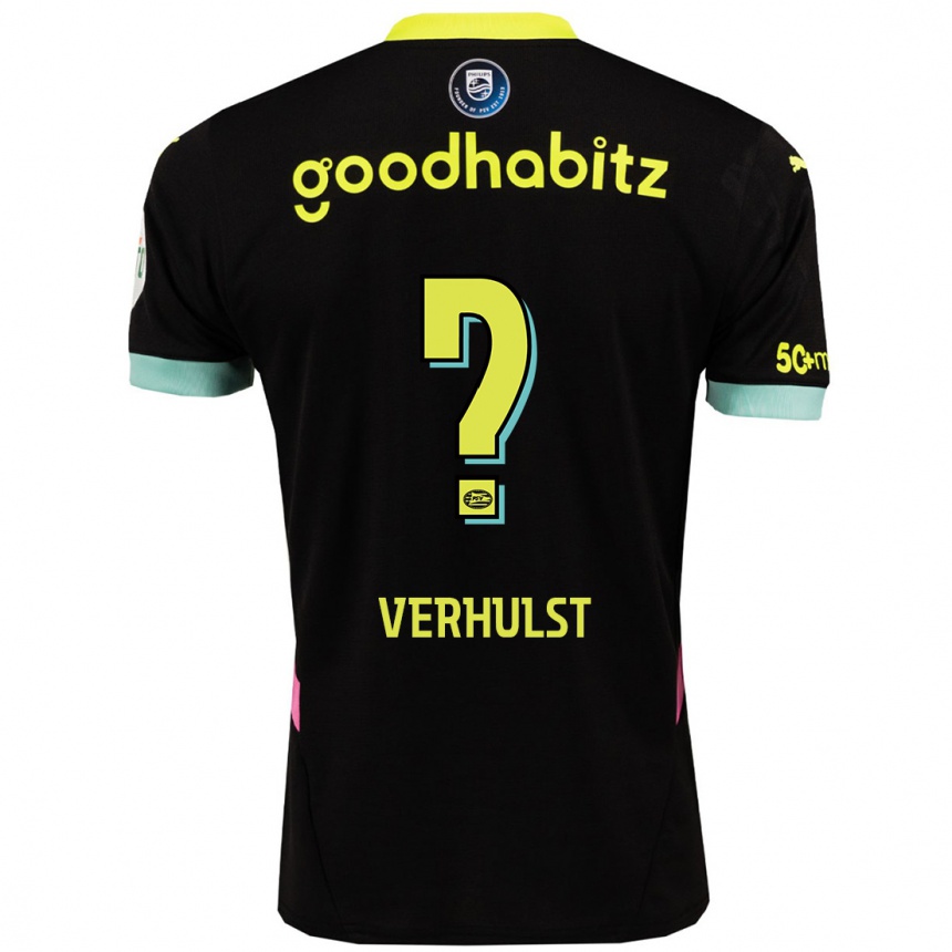 Kids Football Gino Verhulst #0 Black Yellow Away Jersey 2024/25 T-Shirt