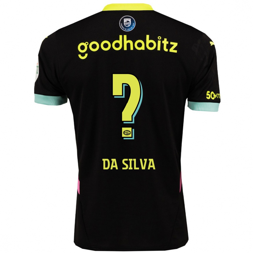 Kids Football Aston Da Silva #0 Black Yellow Away Jersey 2024/25 T-Shirt