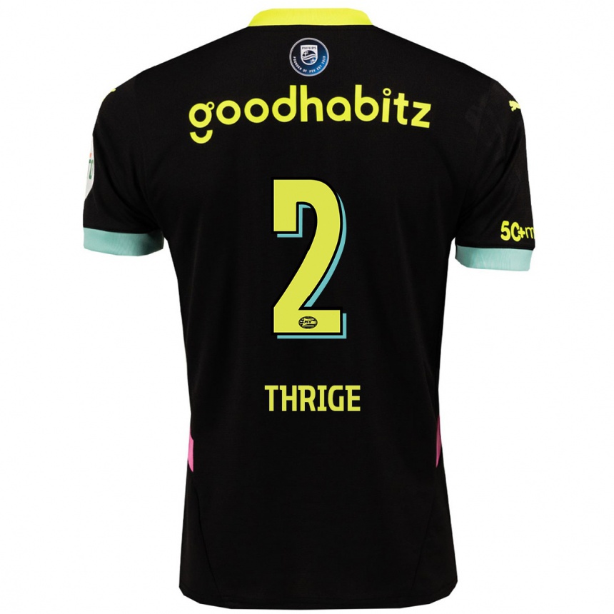 Kids Football Sara Thrige #2 Black Yellow Away Jersey 2024/25 T-Shirt