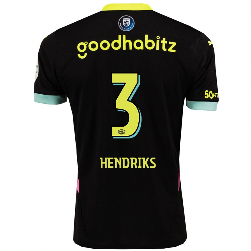 Kids Football Gwyneth Hendriks #3 Black Yellow Away Jersey 2024/25 T-Shirt