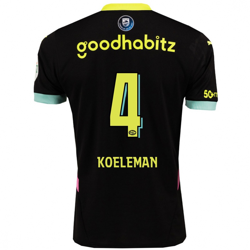 Kids Football Senna Koeleman #4 Black Yellow Away Jersey 2024/25 T-Shirt