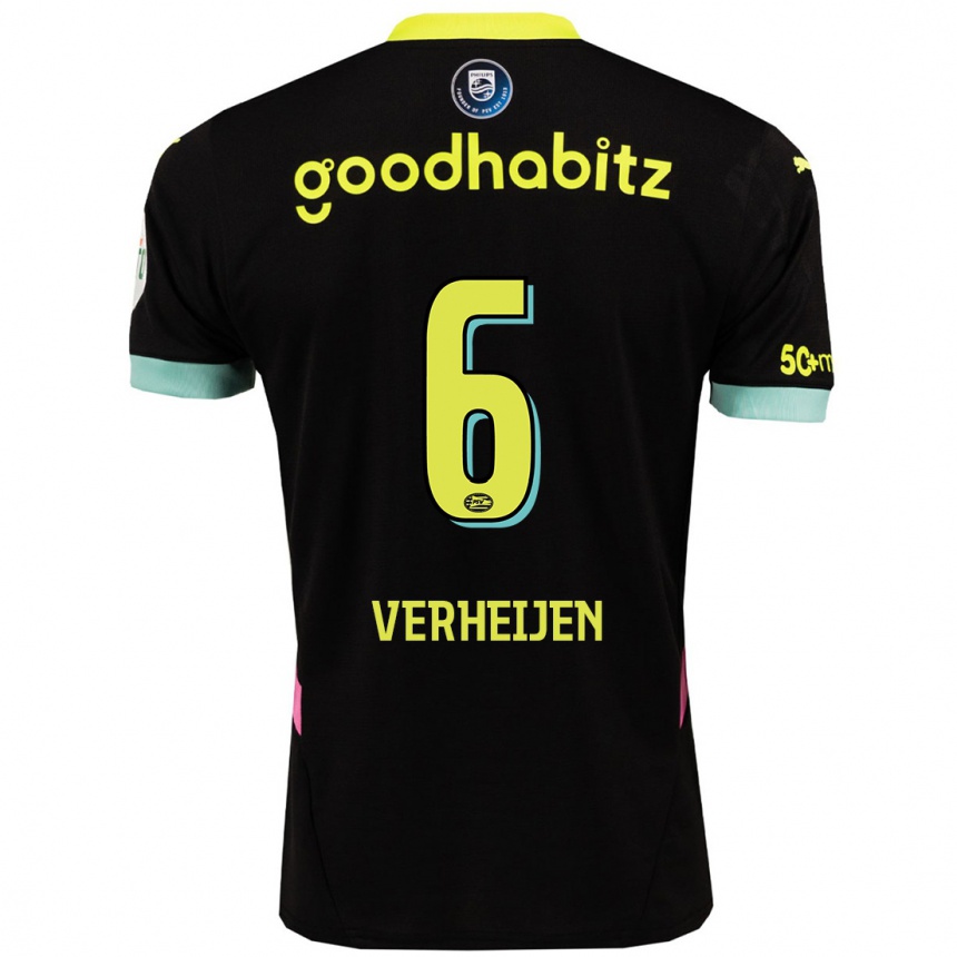 Kids Football Janneke Verheijen #6 Black Yellow Away Jersey 2024/25 T-Shirt