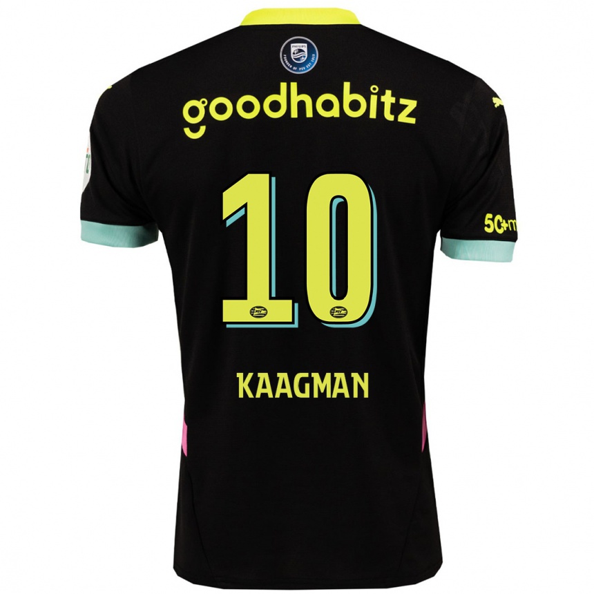 Kids Football Inessa Kaagman #10 Black Yellow Away Jersey 2024/25 T-Shirt