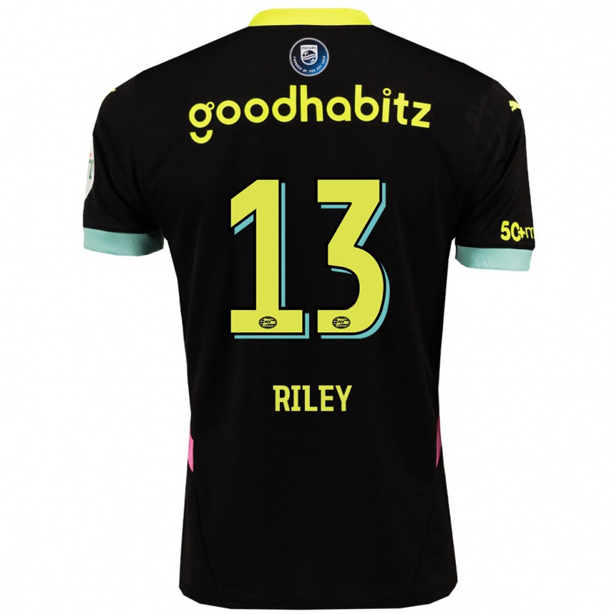 Kids Football Indiah-Paige Riley #13 Black Yellow Away Jersey 2024/25 T-Shirt