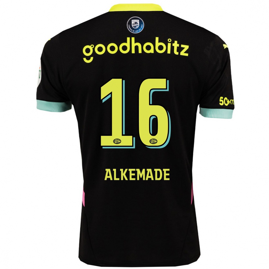 Kids Football Lisan Alkemade #16 Black Yellow Away Jersey 2024/25 T-Shirt