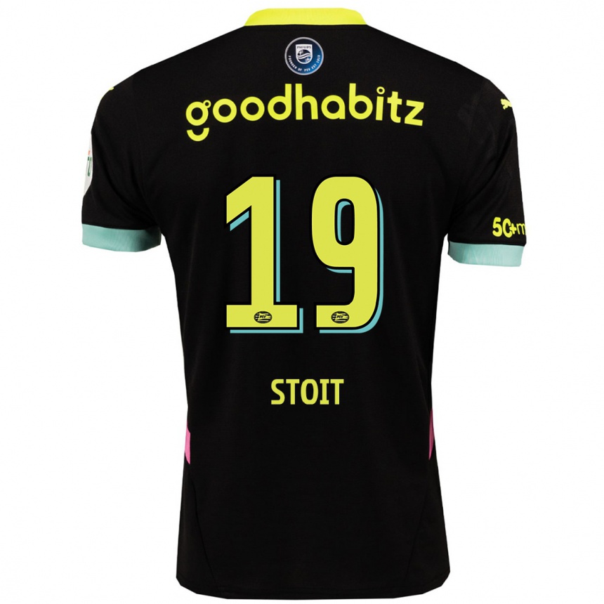 Kids Football Fleur Stoit #19 Black Yellow Away Jersey 2024/25 T-Shirt