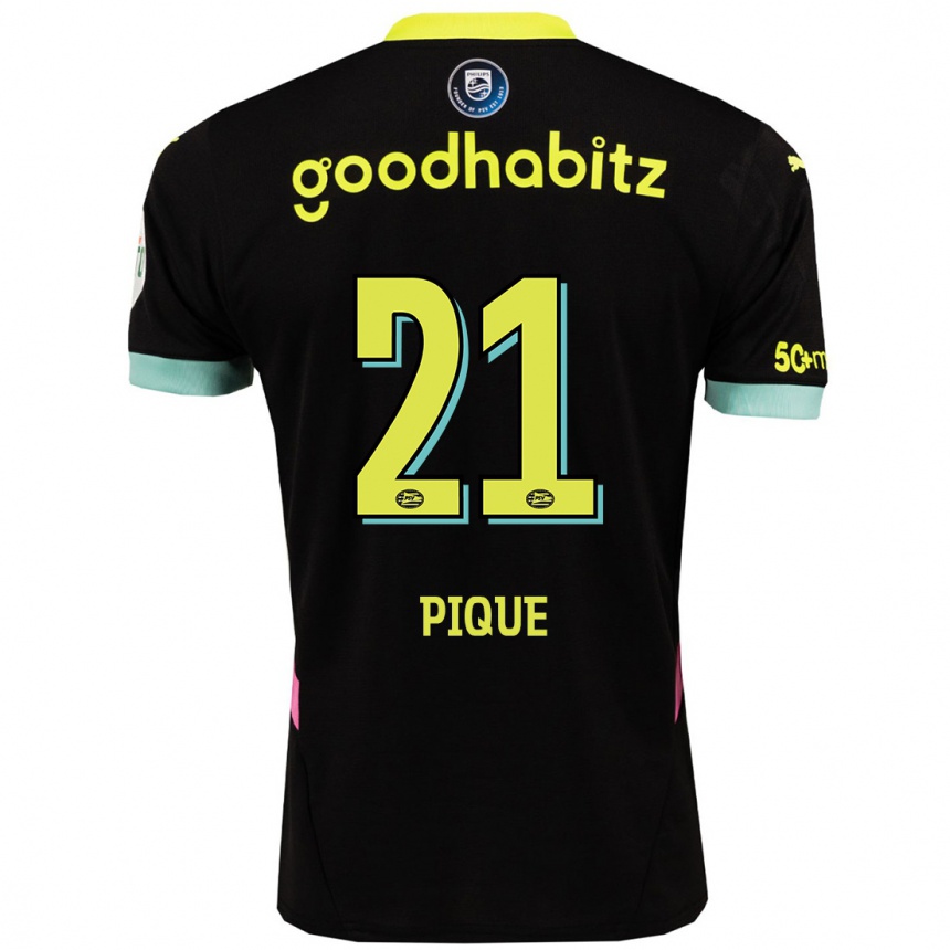 Kids Football Naomi Piqué #21 Black Yellow Away Jersey 2024/25 T-Shirt