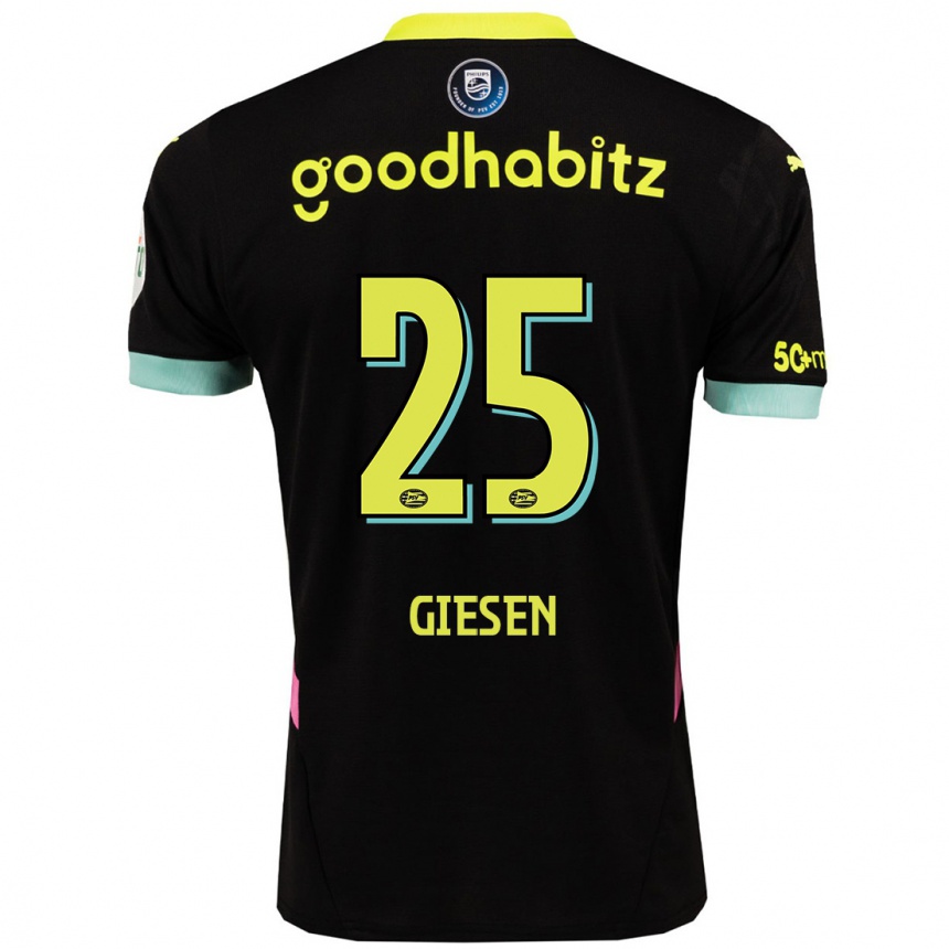 Kids Football Suzanne Giesen #25 Black Yellow Away Jersey 2024/25 T-Shirt