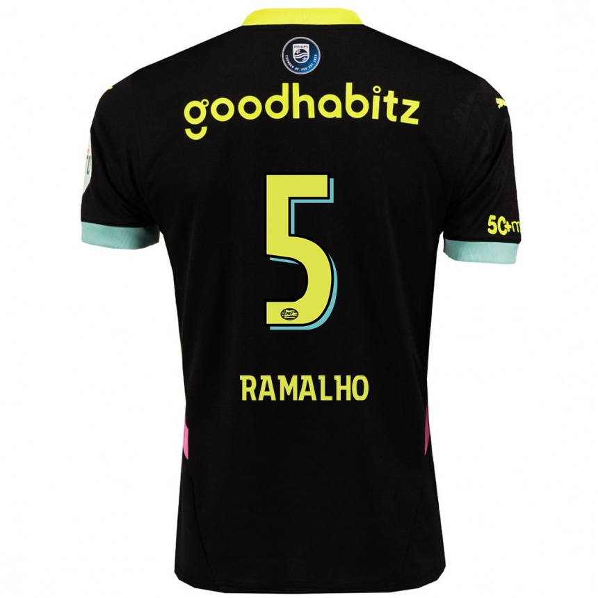 Kids Football André Ramalho #5 Black Yellow Away Jersey 2024/25 T-Shirt