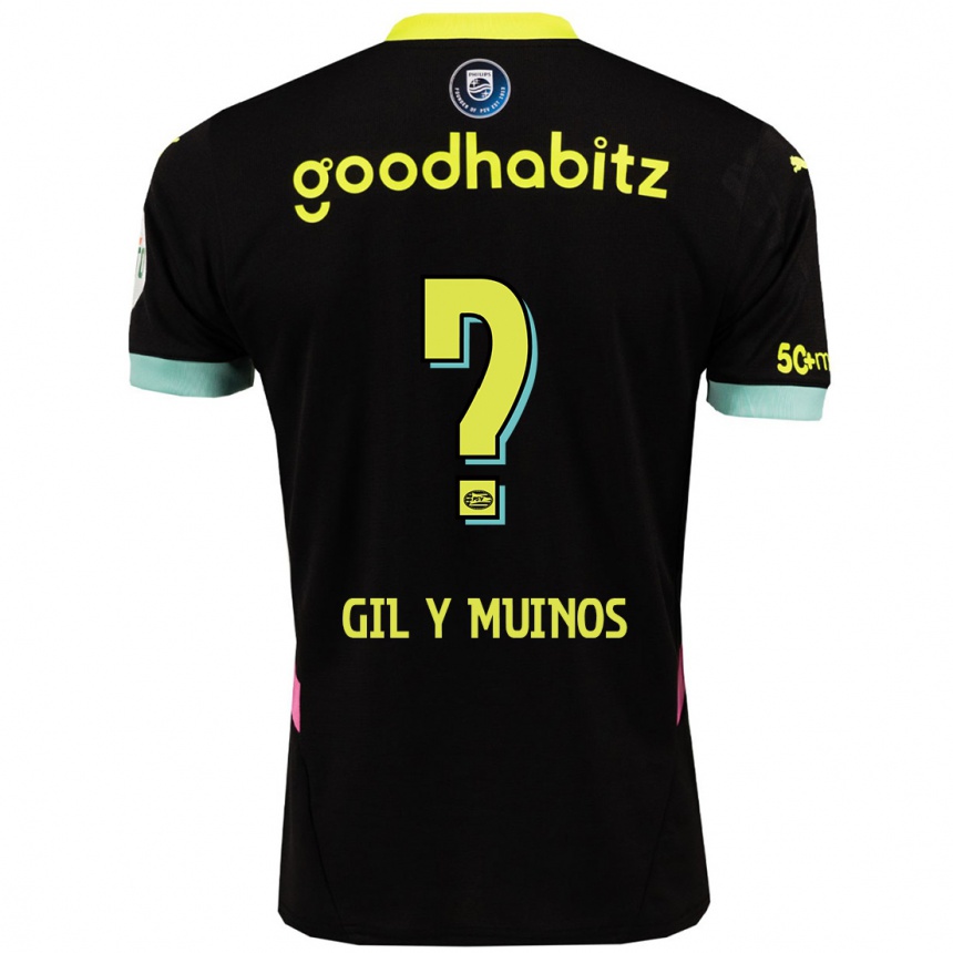 Kids Football Yaël Gil Y Muiños #0 Black Yellow Away Jersey 2024/25 T-Shirt