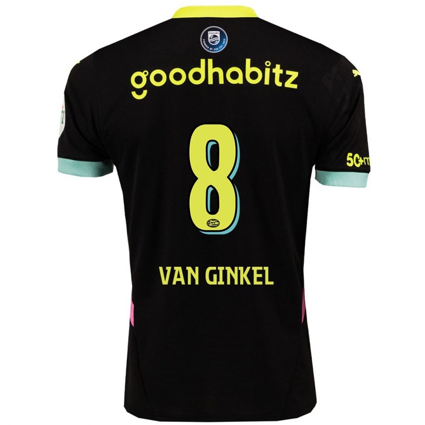 Kids Football Marco Van Ginkel #8 Black Yellow Away Jersey 2024/25 T-Shirt