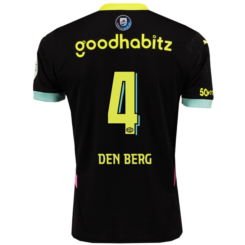 Kids Football Mandy Van Den Berg #4 Black Yellow Away Jersey 2024/25 T-Shirt