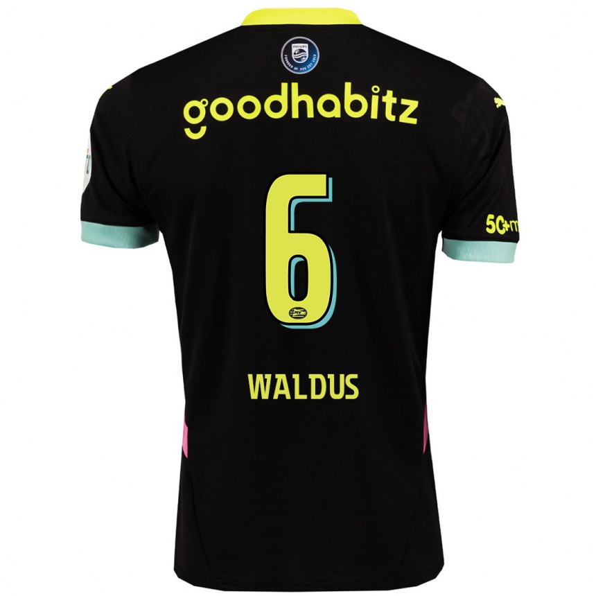 Kids Football Maruschka Waldus #6 Black Yellow Away Jersey 2024/25 T-Shirt