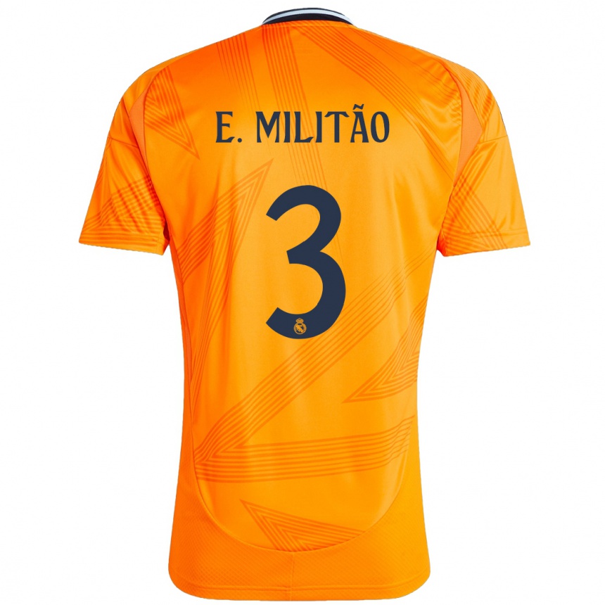 Kids Football Eder Militao #3 Orange Away Jersey 2024/25 T-Shirt