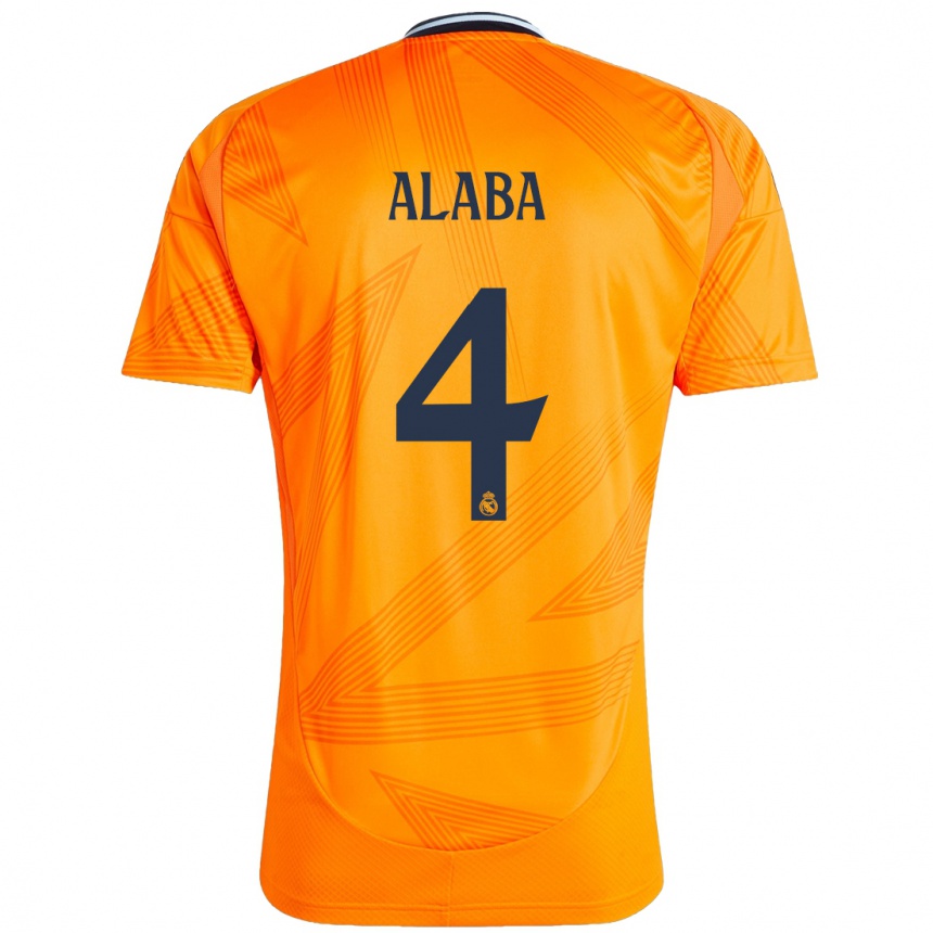 Kids Football David Alaba #4 Orange Away Jersey 2024/25 T-Shirt