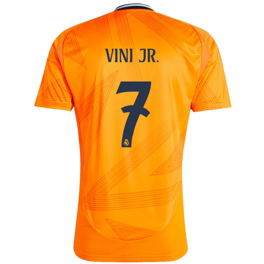 Kids Football Vinicius Junior #7 Orange Away Jersey 2024/25 T-Shirt