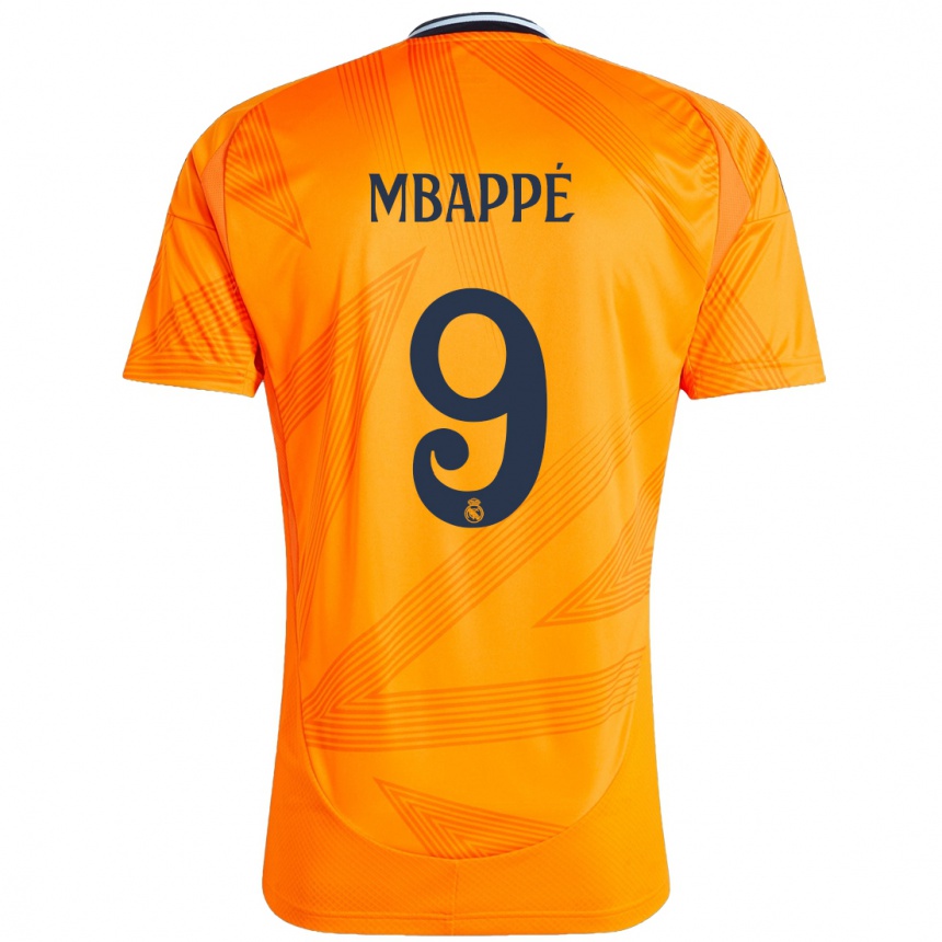 Kids Football Kylian Mbappe #9 Orange Away Jersey 2024/25 T-Shirt