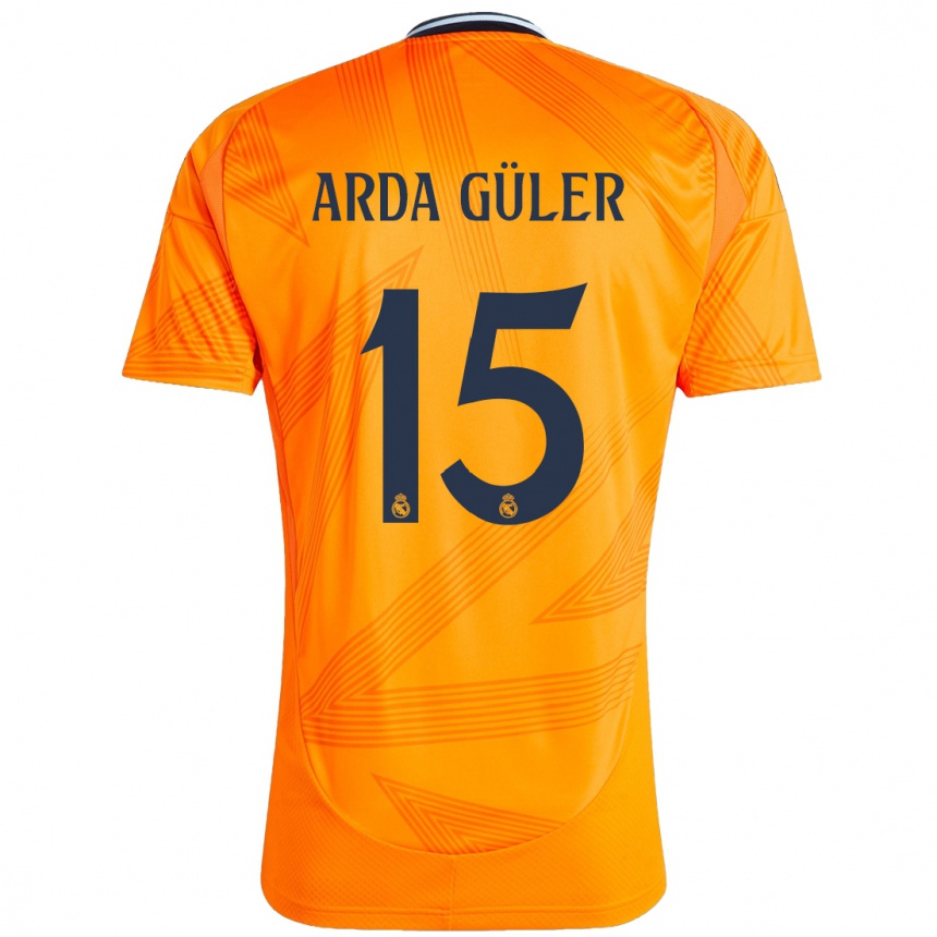 Kids Football Arda Güler #15 Orange Away Jersey 2024/25 T-Shirt