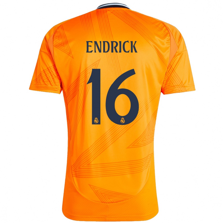 Kids Football Endrick #16 Orange Away Jersey 2024/25 T-Shirt