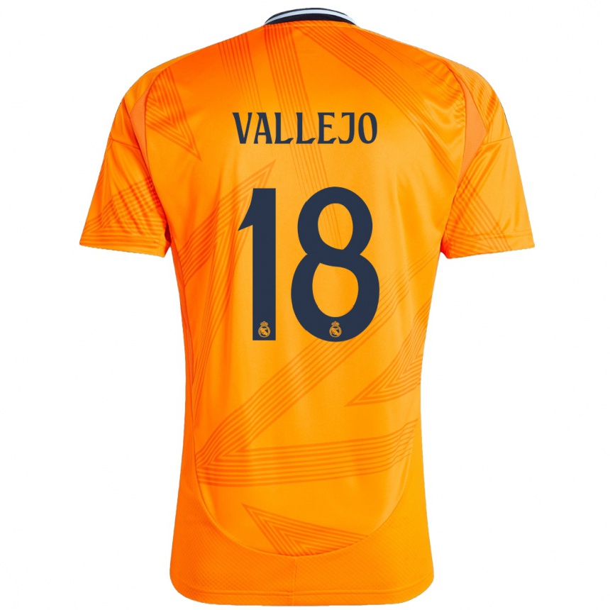 Kids Football Jesus Vallejo #18 Orange Away Jersey 2024/25 T-Shirt