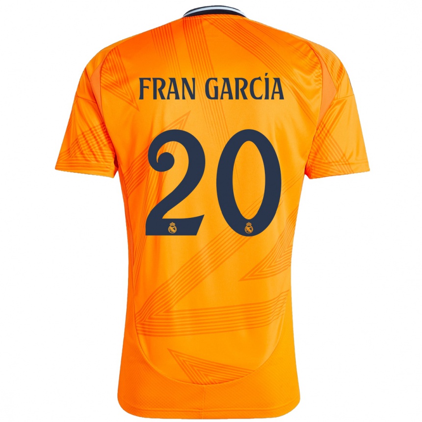 Kids Football Fran García #20 Orange Away Jersey 2024/25 T-Shirt