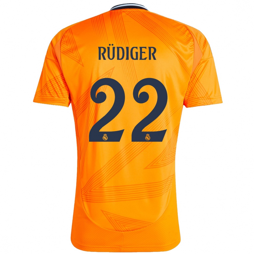 Kids Football Antonio Rudiger #22 Orange Away Jersey 2024/25 T-Shirt