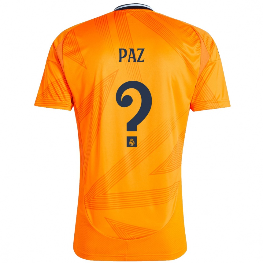 Kids Football Nico Paz #0 Orange Away Jersey 2024/25 T-Shirt