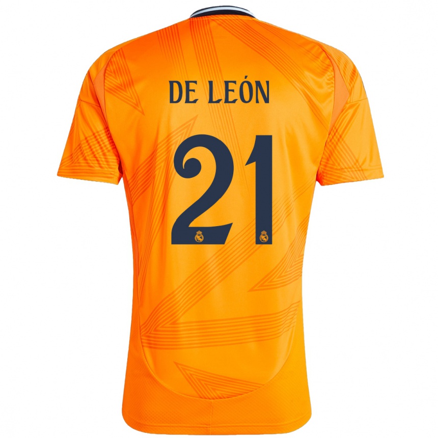 Kids Football Jeremy De León #21 Orange Away Jersey 2024/25 T-Shirt