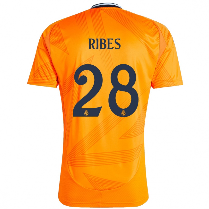 Kids Football Kike Ribes #28 Orange Away Jersey 2024/25 T-Shirt