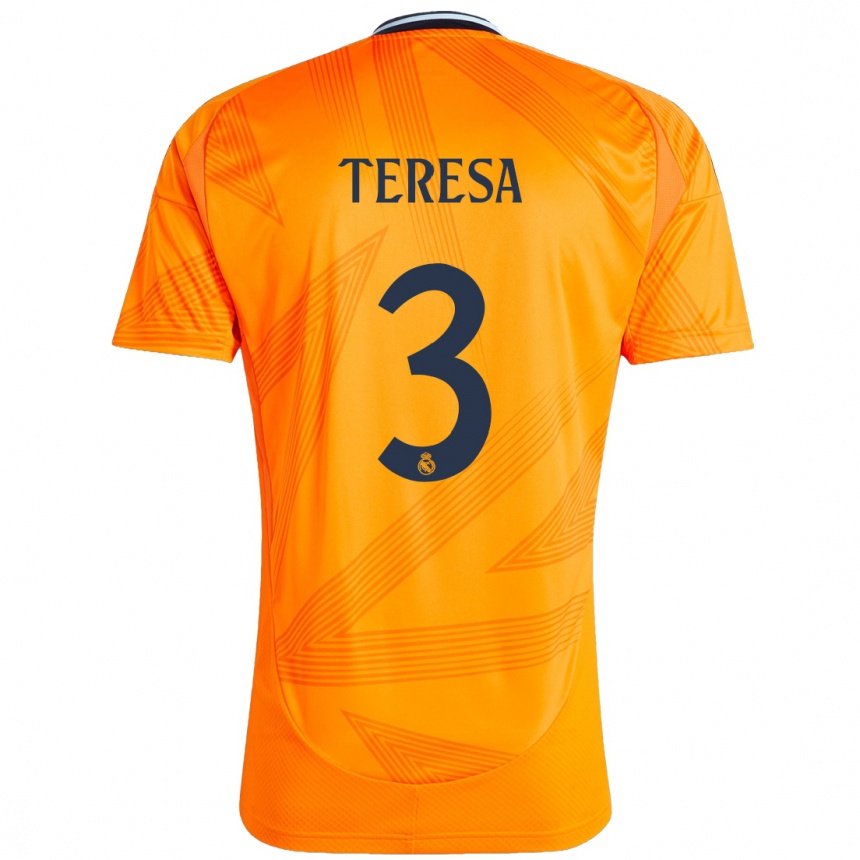 Kids Football Teresa Abelleira #3 Orange Away Jersey 2024/25 T-Shirt