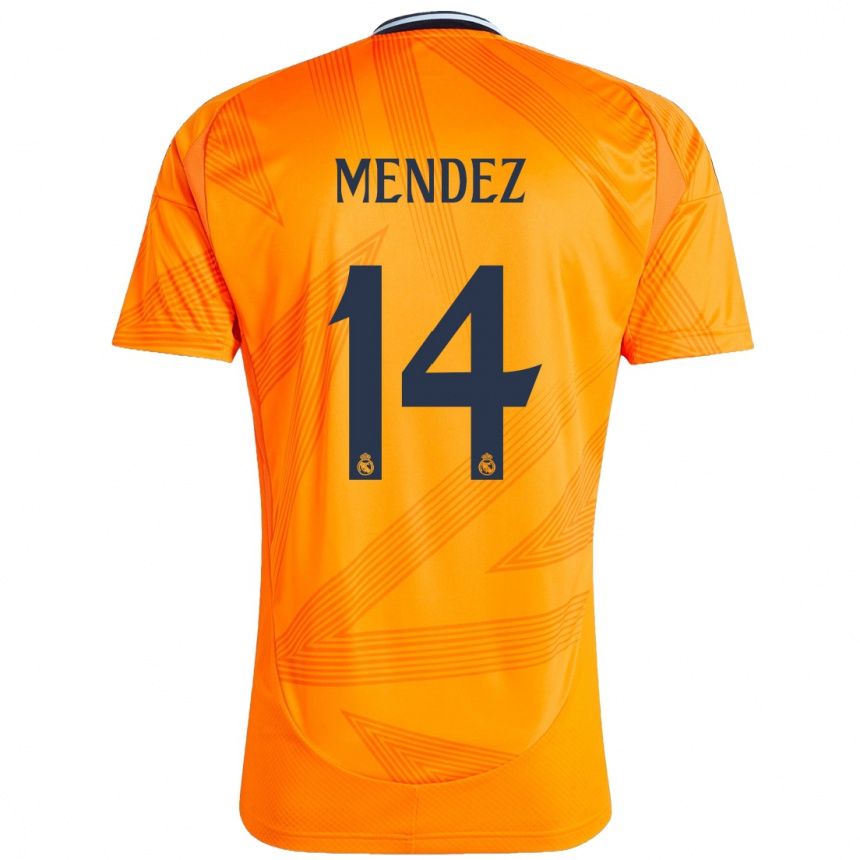 Kids Football María Méndez #14 Orange Away Jersey 2024/25 T-Shirt