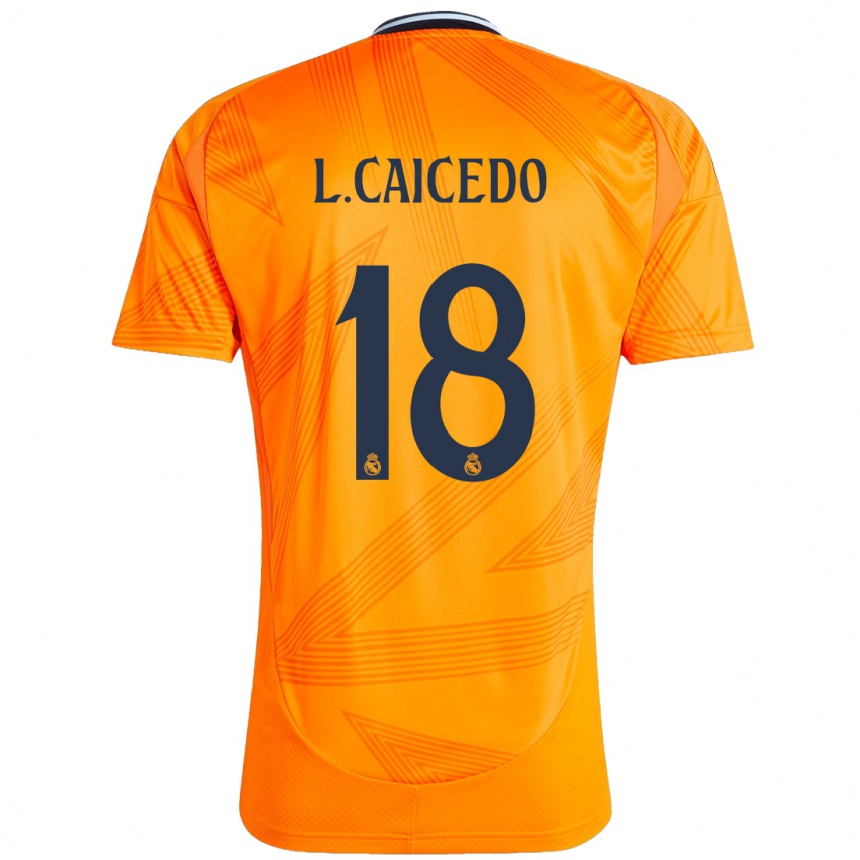 Kids Football Linda Caicedo #18 Orange Away Jersey 2024/25 T-Shirt