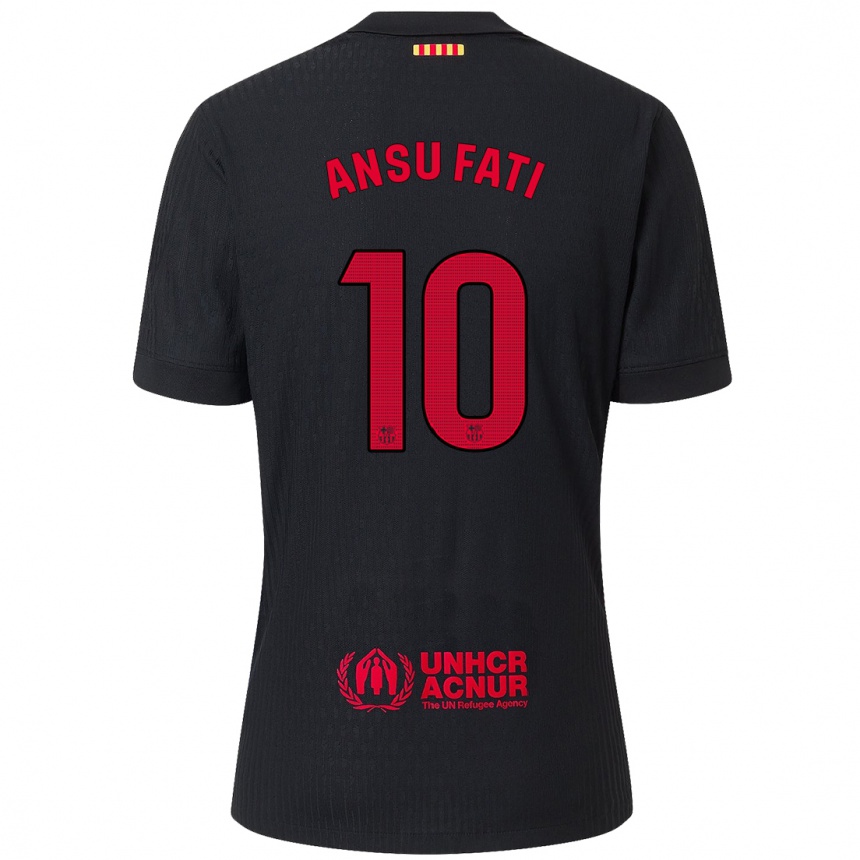 Kids Football Ansu Fati #10 Black Red Away Jersey 2024/25 T-Shirt