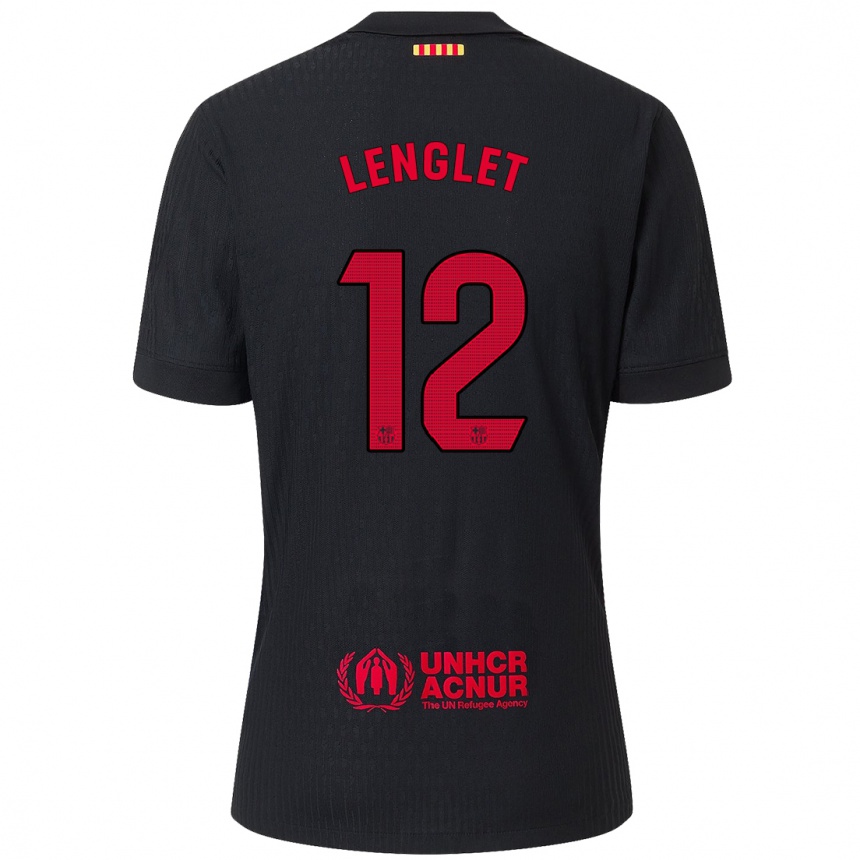 Kids Football Clement Lenglet #12 Black Red Away Jersey 2024/25 T-Shirt