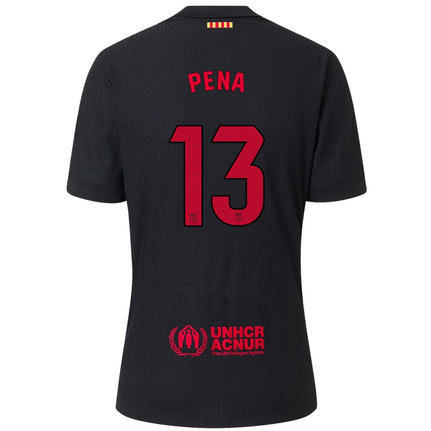 Kids Football Inaki Pena #13 Black Red Away Jersey 2024/25 T-Shirt