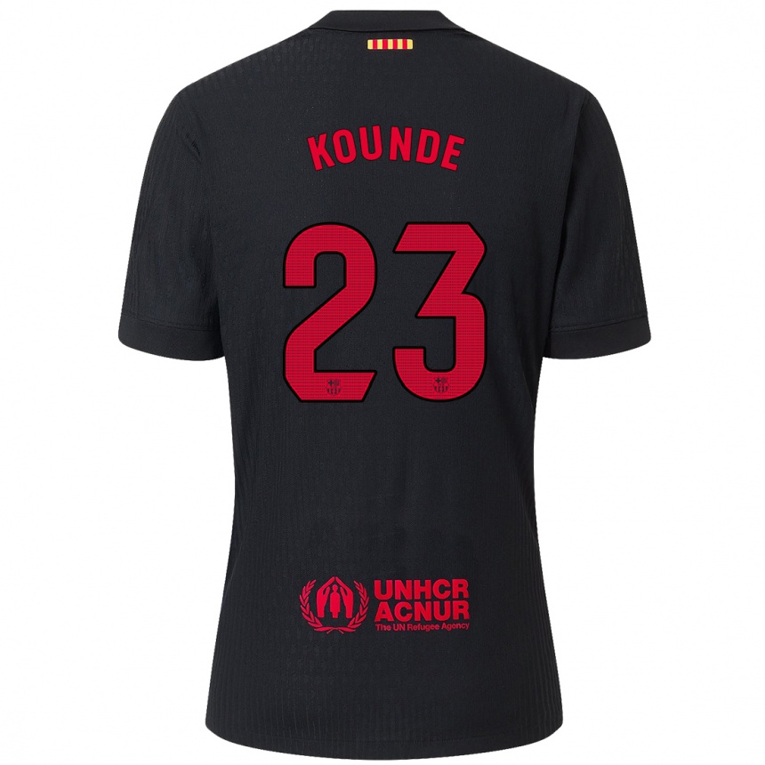 Kids Football Jules Kounde #23 Black Red Away Jersey 2024/25 T-Shirt