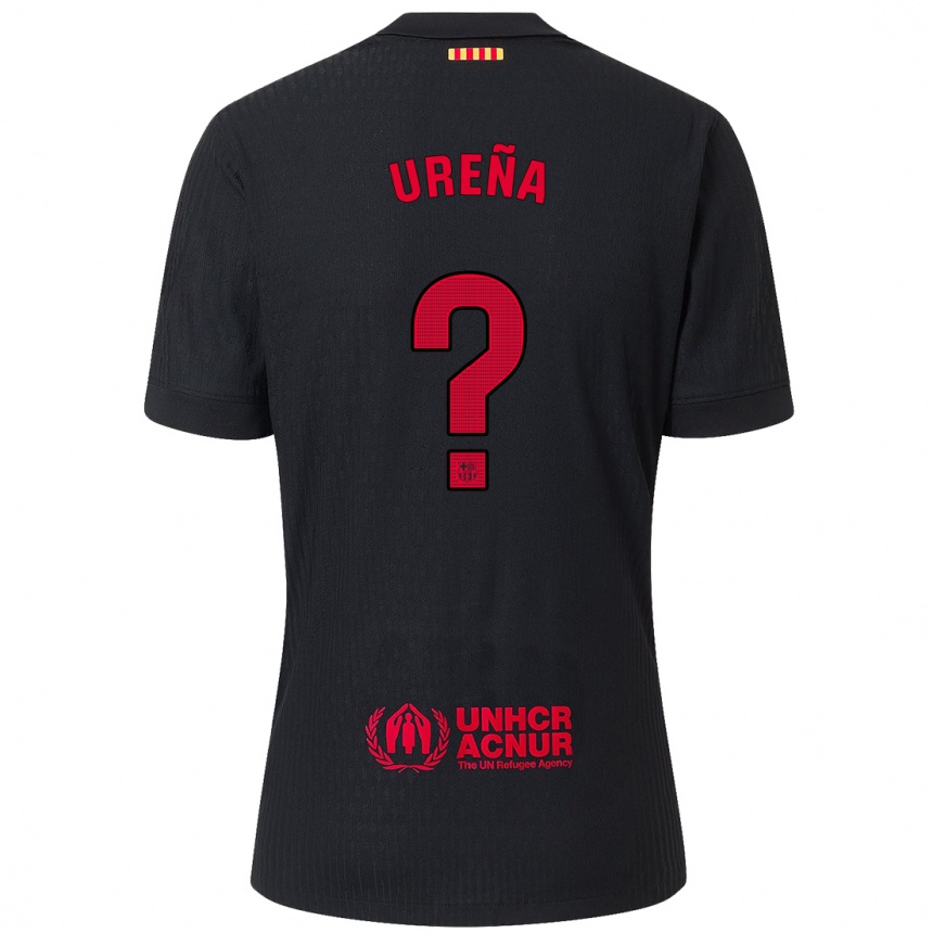 Kids Football Óscar Ureña #0 Black Red Away Jersey 2024/25 T-Shirt