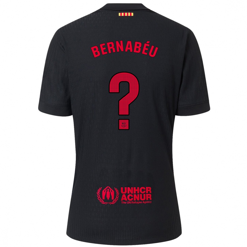 Kids Football Pol Bernabéu #0 Black Red Away Jersey 2024/25 T-Shirt