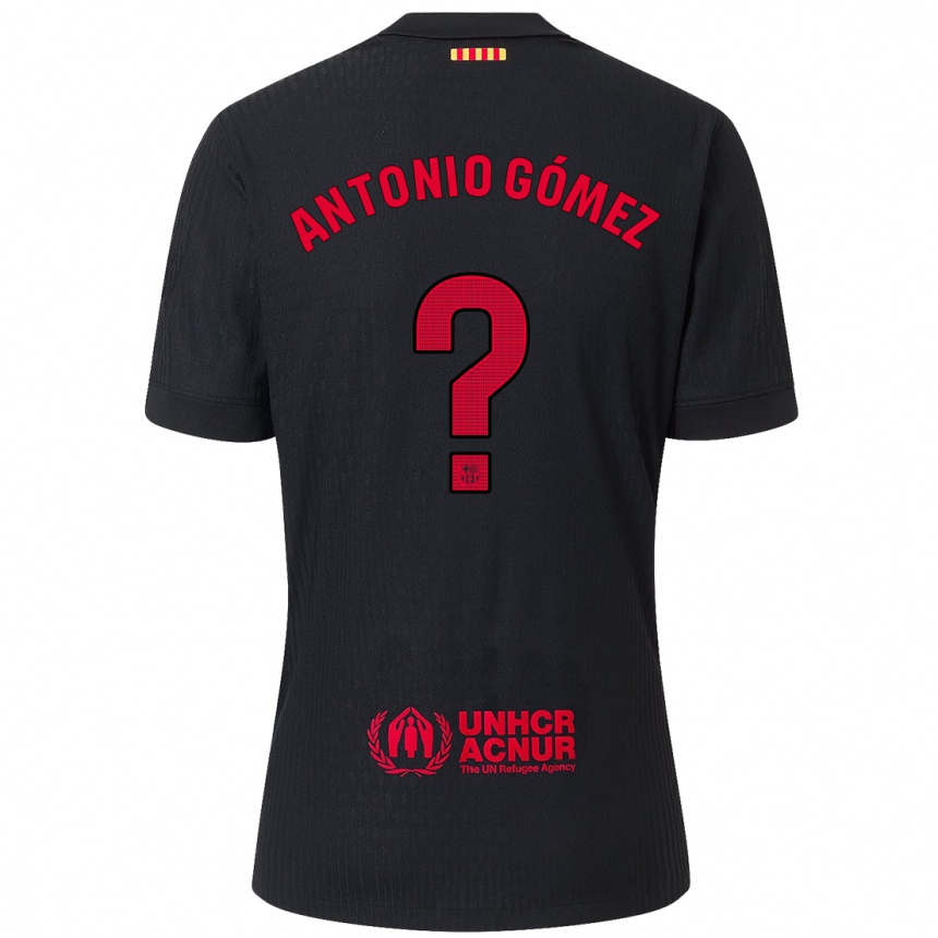 Kids Football Antonio Gómez #0 Black Red Away Jersey 2024/25 T-Shirt