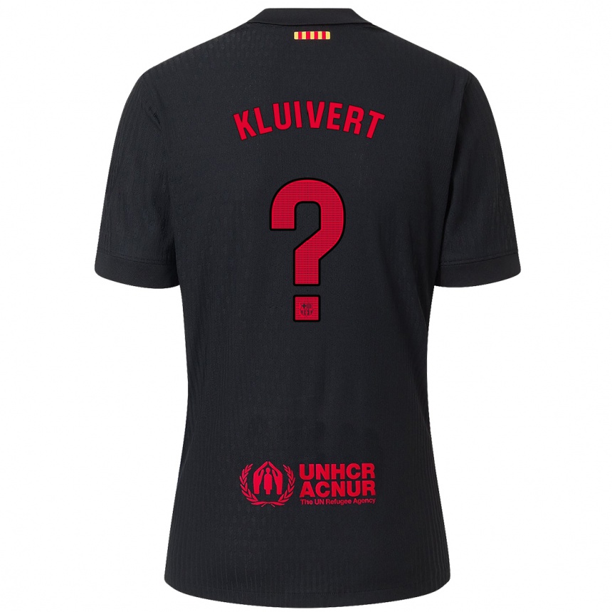 Kids Football Shane Kluivert #0 Black Red Away Jersey 2024/25 T-Shirt