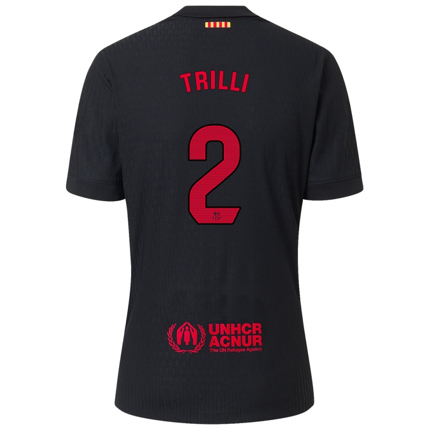 Kids Football Trilli #2 Black Red Away Jersey 2024/25 T-Shirt