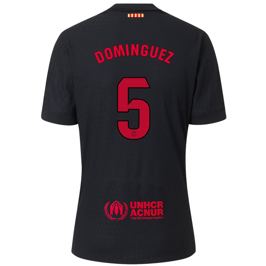 Kids Football Sergi Dominguez #5 Black Red Away Jersey 2024/25 T-Shirt