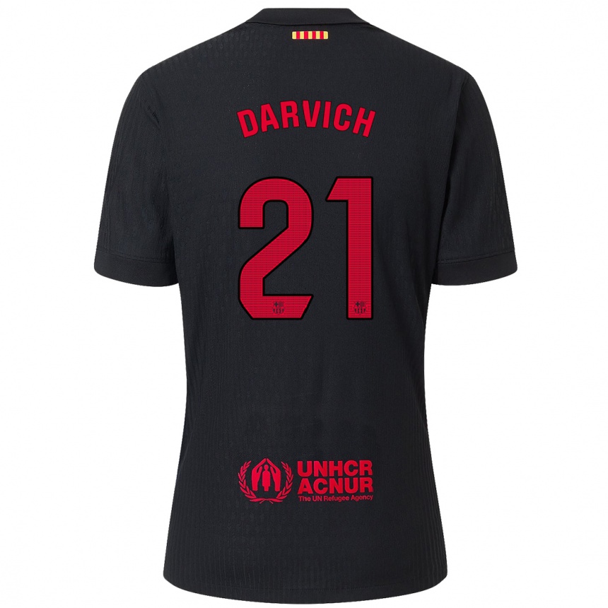 Kids Football Noah Darvich #21 Black Red Away Jersey 2024/25 T-Shirt