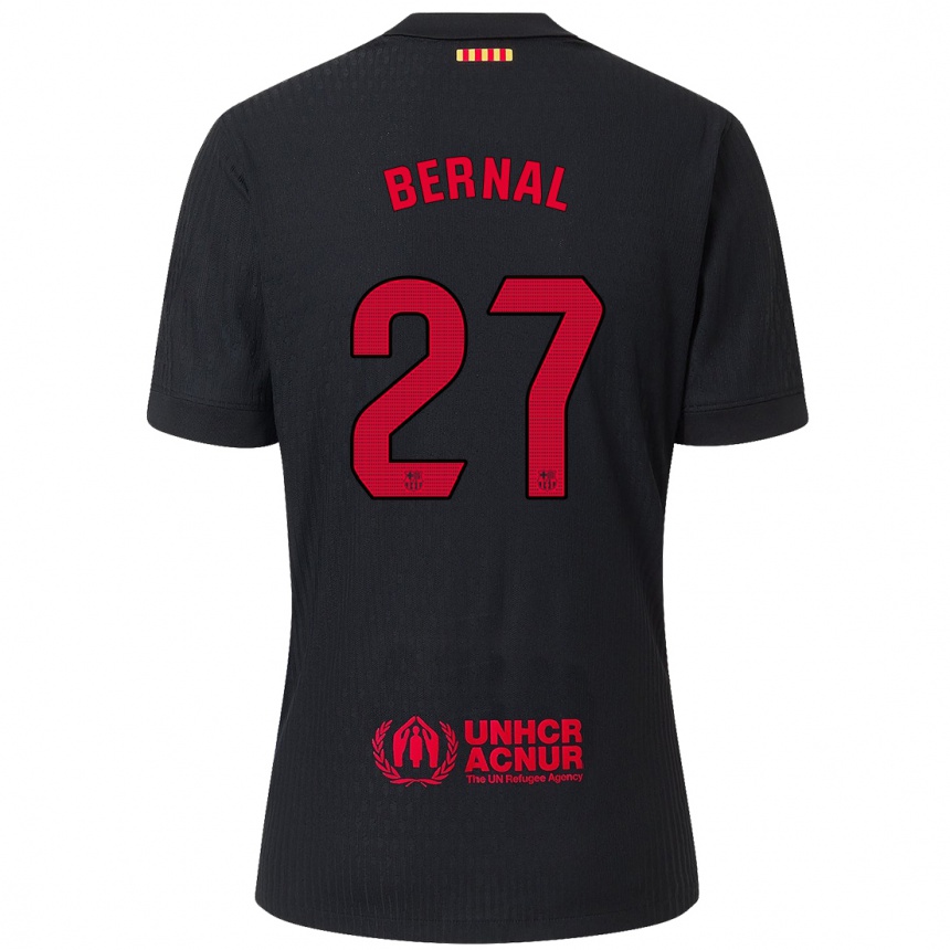 Kids Football Marc Bernal #27 Black Red Away Jersey 2024/25 T-Shirt