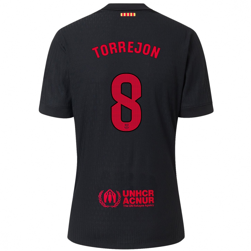 Kids Football Marta Torrejón #8 Black Red Away Jersey 2024/25 T-Shirt