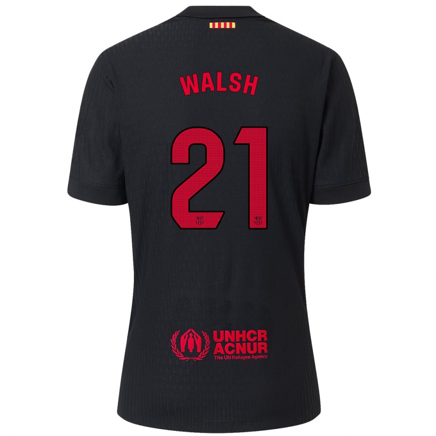 Kids Football Keira Walsh #21 Black Red Away Jersey 2024/25 T-Shirt