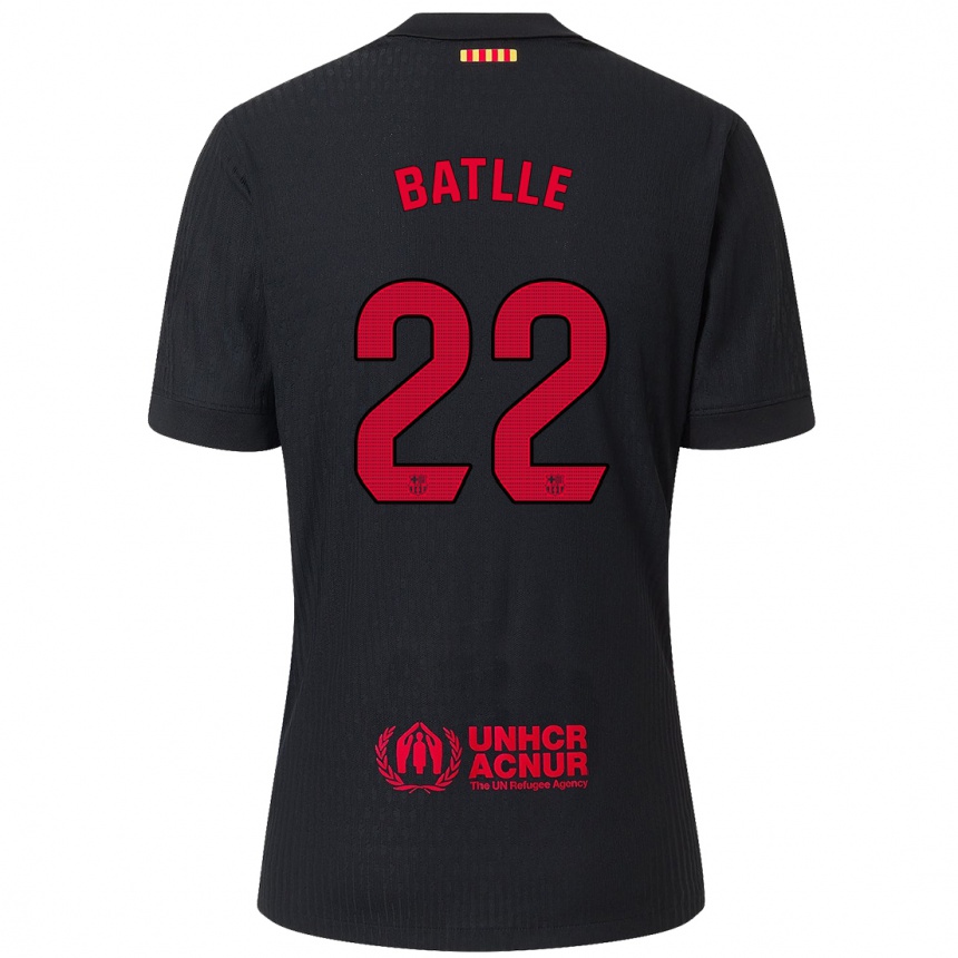 Kids Football Ona Batlle #22 Black Red Away Jersey 2024/25 T-Shirt